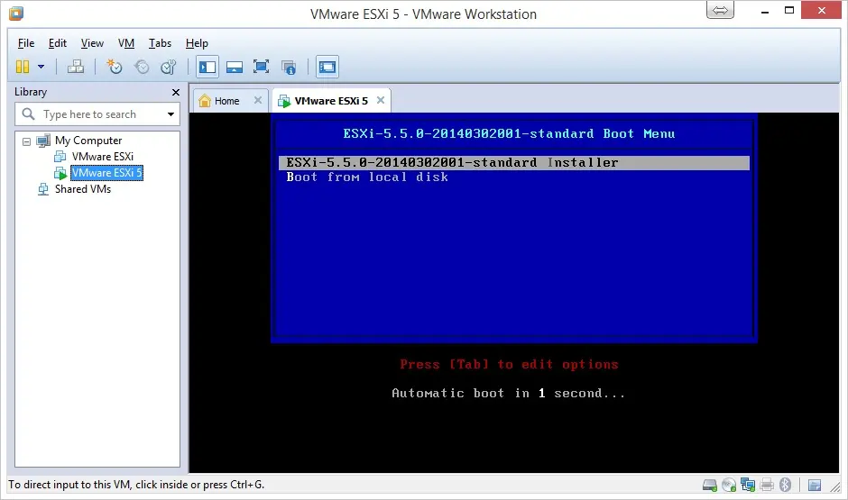 Instalación esxi pantalla 0
